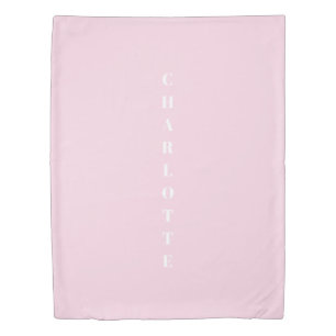 Custom name light pink white monogram duvet cover