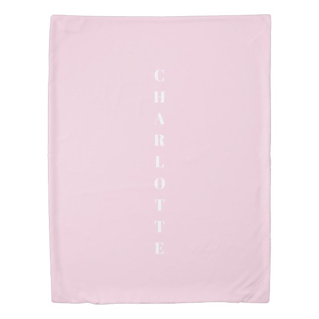 Custom name light pink white monogram duvet cover (Front)