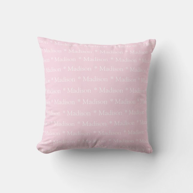 Custom name light pink white pattern cute throw pillow (Front)