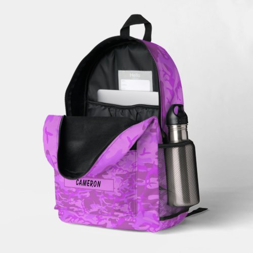 Custom Name Light Purple Camouflage Abstract  Printed Backpack
