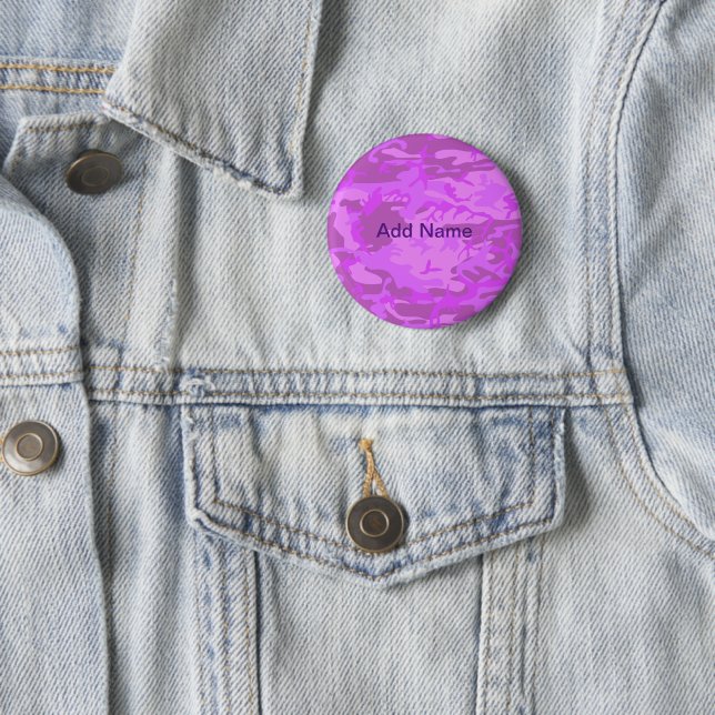 Custom Name Light Purple Camouflage Button (In Situ)