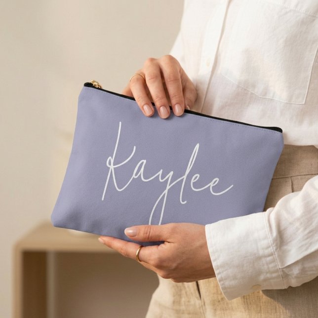 Custom Name Lilac Cosmetic Bag for Bridesmaid Gift (bachelorette party pouch gift, bridal shower gift pouch, engagement party favor pouch gift,)