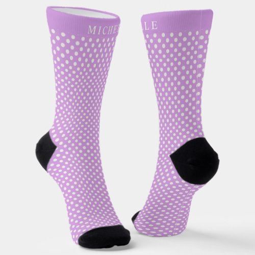 Custom Name Lilac Lavender Purple Polka Dot Socks