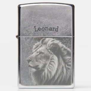 Custom Name Lion Wildlife Animal Nature art Zippo Lighter