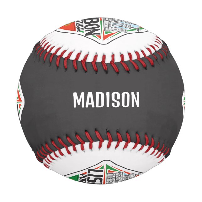 Custom Name Lisbon Portugal Baseball (Back)