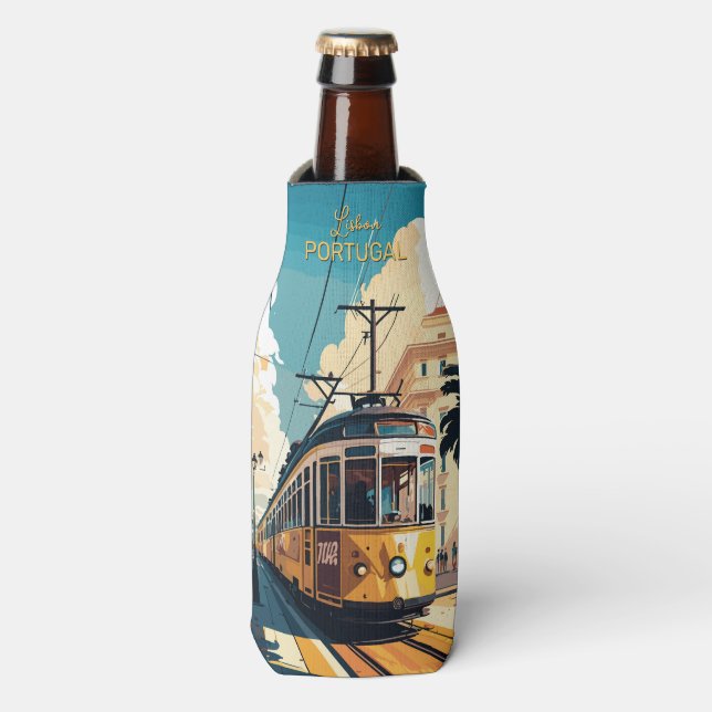 Custom Name Lisbon Portugal Bottle Cooler (Bottle Front)