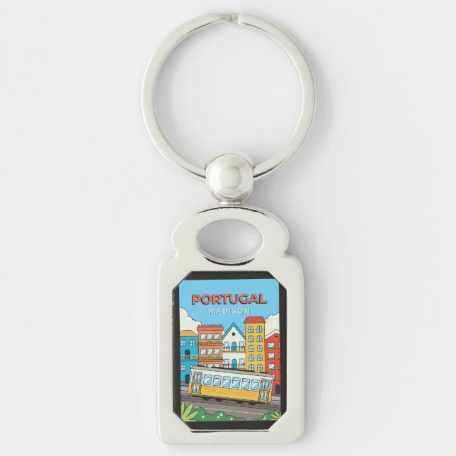 Custom Name Lisbon Portugal Keychain (Front)