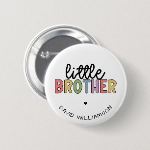 Custom Name Little Brother Cute Personalized Button