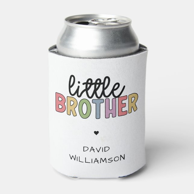 Custom Name Little Brother Cute Personalized Can Cooler (Can Front)