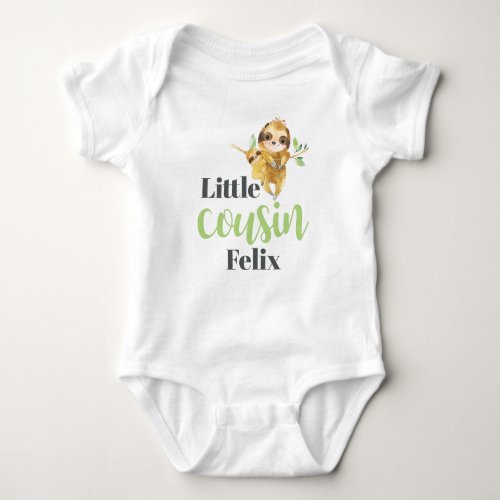 Custom Name Little Cousin Sloth Kids or Baby Bodysuit