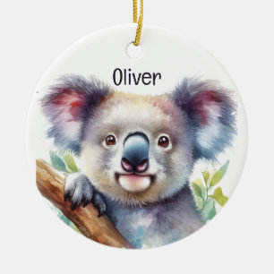 Custom Name Little Koala Bear Australian Animal Ceramic Ornament