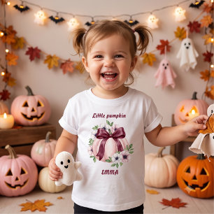 Custom Name Little Pumpkin Floral Watercolor Baby T-Shirt