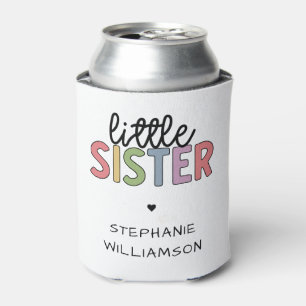 Custom Name Little Sister Cute Personalized Can Cooler