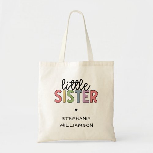 Custom Name Little Sister Cute Personalized Tote Bag