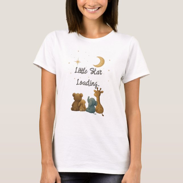 Custom Name "Little Star Loading" Mom-to-be T-Shirt (Front)