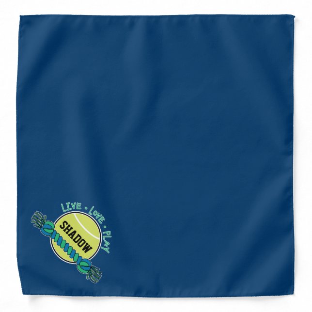 Custom Name, Live Love Play, Dog Bandana (Front)