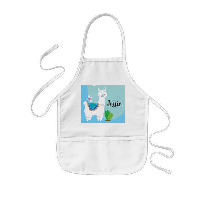 Custom Name llama Childrens Apron (Front)