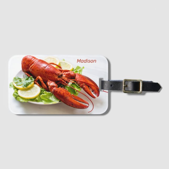Custom Name Lobster Luggage Tag (Front Horizontal)