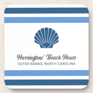 Custom Name & Location Beach House Beverage Coaster