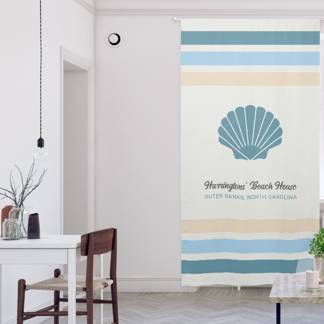 Custom Name & Location Beach House Blackout Curtains (Living Room)