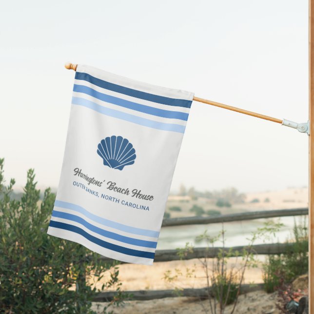Custom Name & Location Beach House House Flag (Insitu (Back))