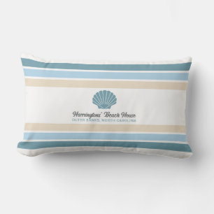 Custom Name & Location Beach House Lumbar Pillow