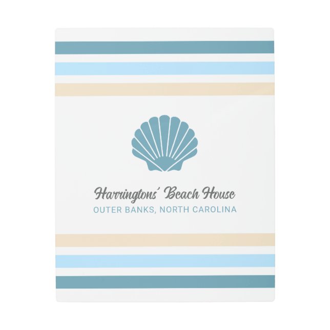 Custom Name & Location Beach House Metal Print (Front)