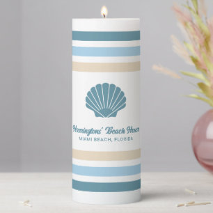 Custom Name & Location Beach House Pillar Candle