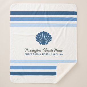 Custom Name & Location Beach House Sherpa Blanket