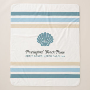 Custom Name & Location Beach House Sherpa Blanket