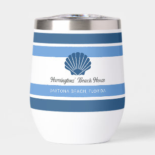 Custom Name & Location Beach House Thermal Wine Tumbler