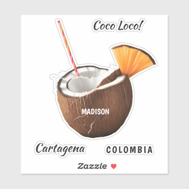 Custom Name & Location Coco Loco Sticker (Sheet)