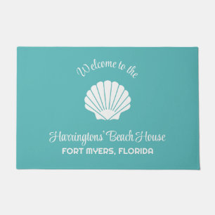 Custom Name, Location & Color Seashell Doormat