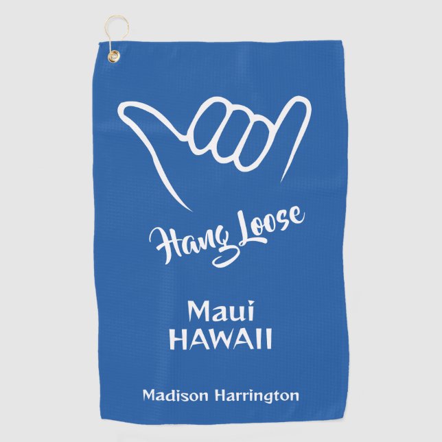 Custom Name, Location & Color Shaka Golf Towel (Front)