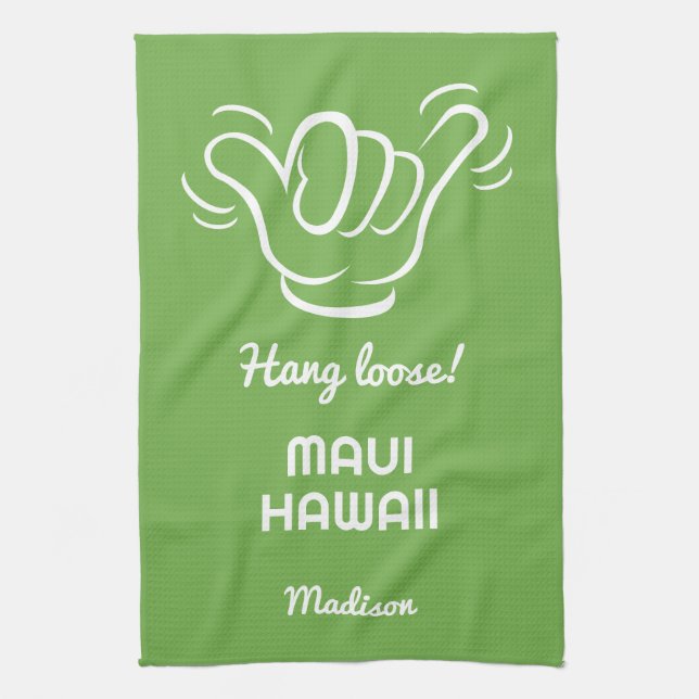 Custom Name, Location & Color Shaka Kitchen Towel (Vertical)