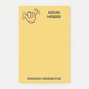 Custom Name, Location & Color Shaka Post-it Notes