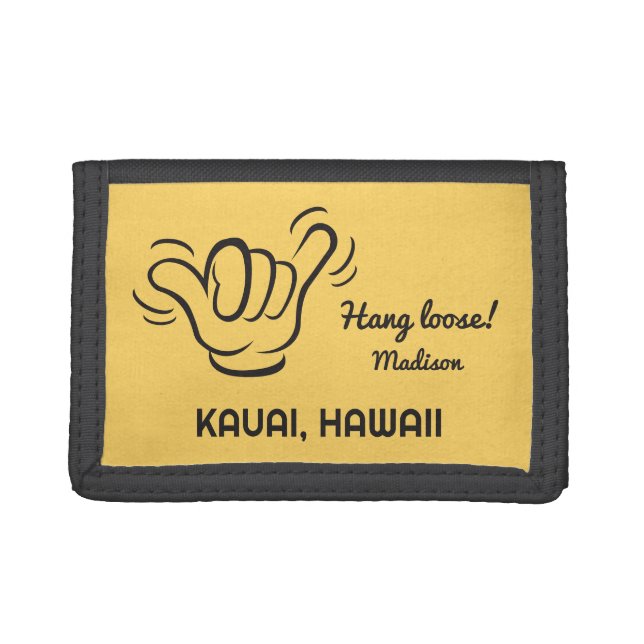 Custom Name, Location & Color Shaka Trifold Wallet (Front)