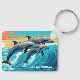 Custom Name & Location Dolphin Keychain