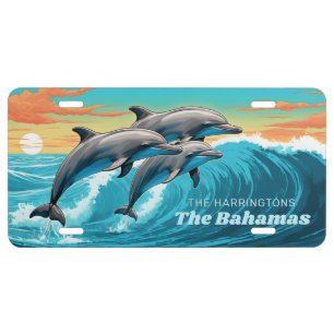 Custom Name & Location Dolphin License Plate