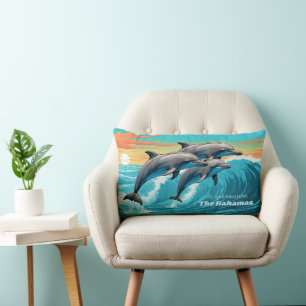 Custom Name & Location Dolphin Lumbar Pillow