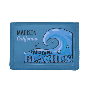 Custom name & location Funny Beach Wave wallets
