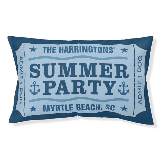 Custom Name & Location "Party Ticket" dog bed (Front)