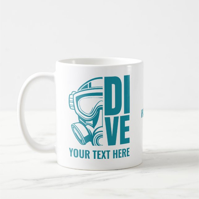 Custom Name & Location Scuba Diving Coffee Mug (Left)