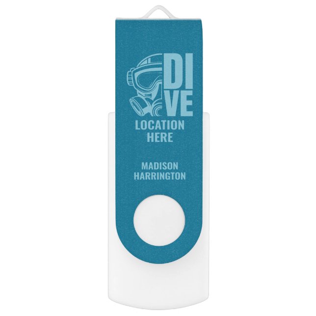 Custom Name & Location Scuba Diving Flash Drive (Front Vertical)