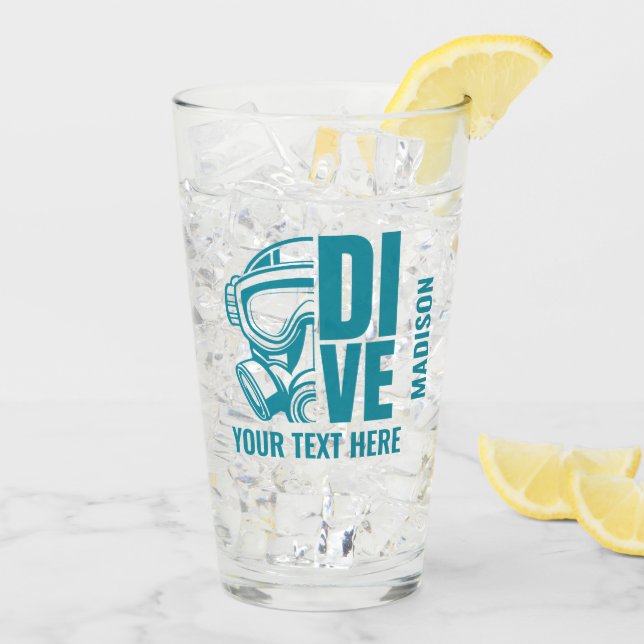 Custom Name & Location Scuba Diving Glass (Back Ice)