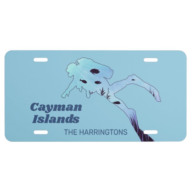 Custom Name & Location Scuba Diving License Plate (Front)