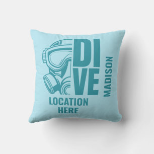Custom Name & Location Scuba Diving Outdoor Pillow
