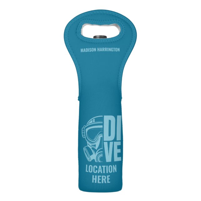 Custom Name & Location Scuba Diving Wine Bag (Front)