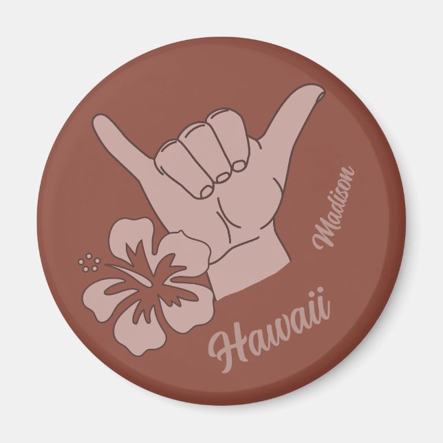 Custom Name & Location Shaka Magnet (Front)