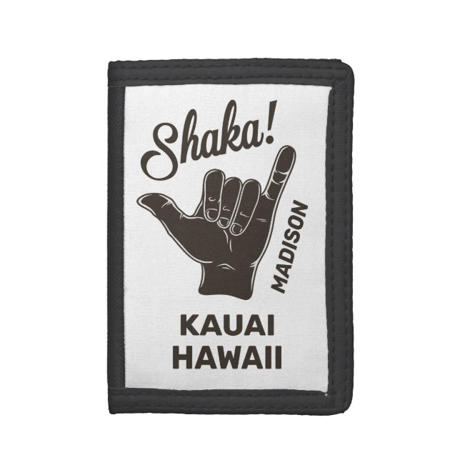 Custom Name & Location Shaka Trifold Wallet (Front Vertical)